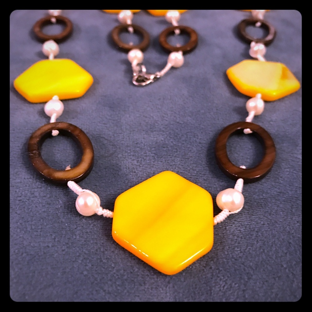 Yellow and Brown Geometric Necklace